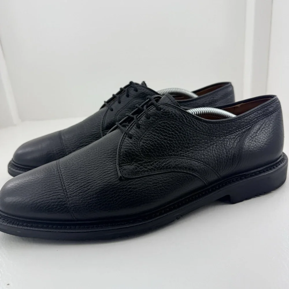 Allen Edmonds Becker Mens 10D Black Pebble Grain Leather Cap Toe Oxford Shoes
